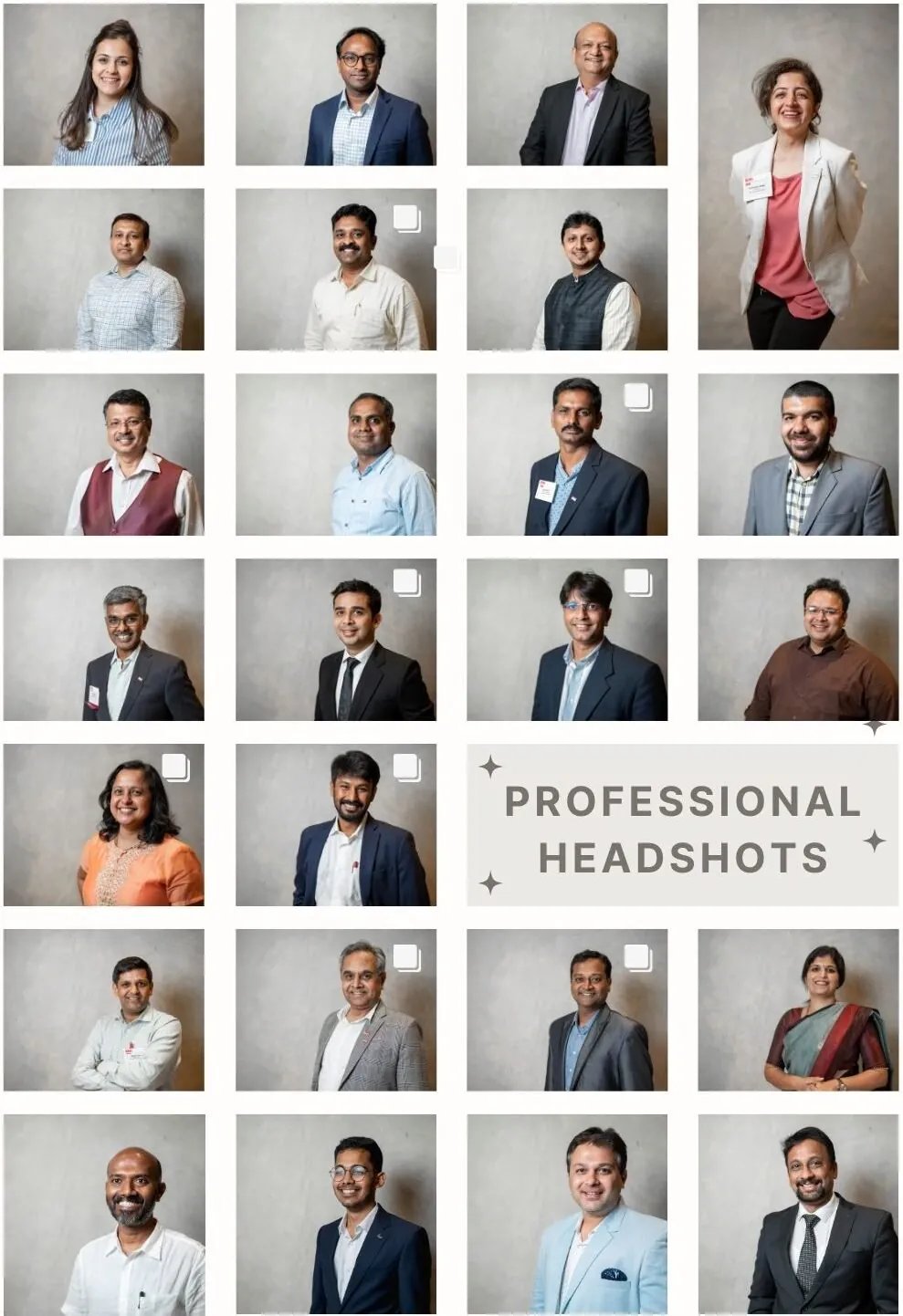 Grid of professional headshots of men and women against a grey backdrop